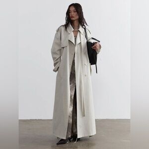 Stylish Cream / Gray Trench Coat From Marigold Shadows